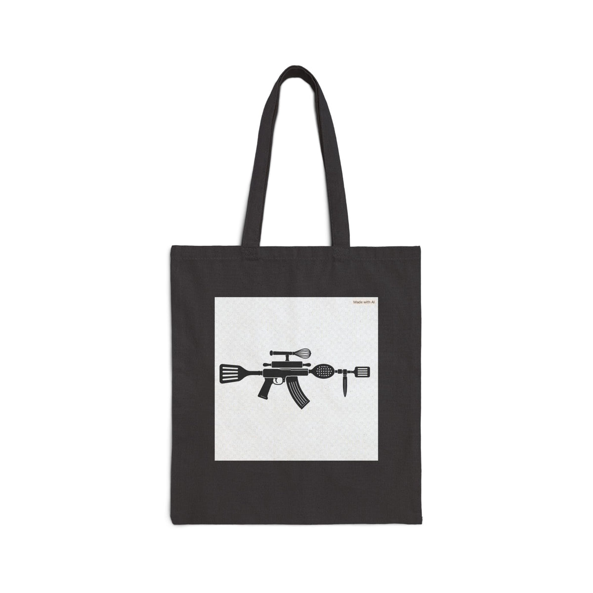 Canvas Tote Bag – Minimalist Rifle Silhouette Cotton Shopper