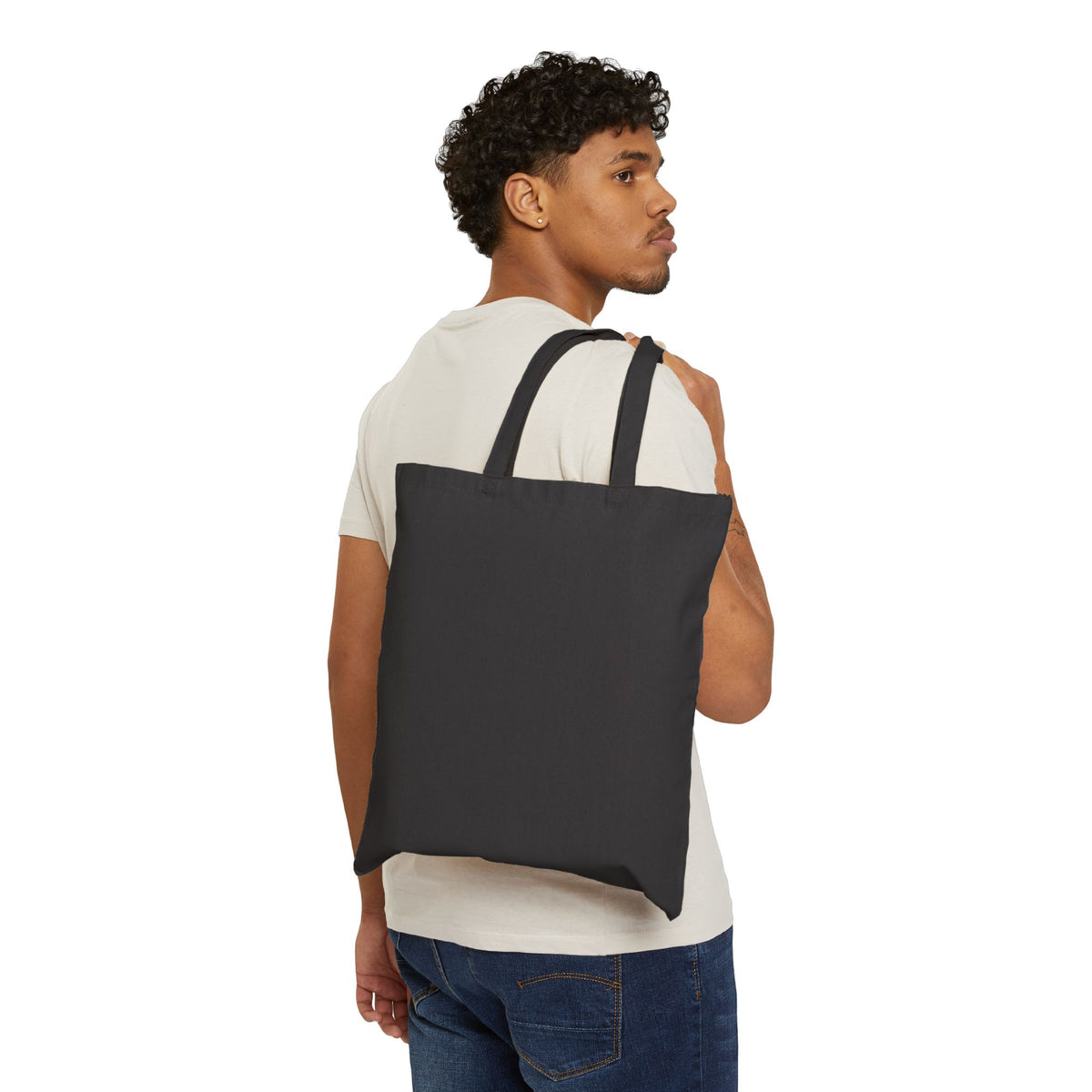 Canvas Tote Bag – Minimalist Rifle Silhouette Cotton Shopper