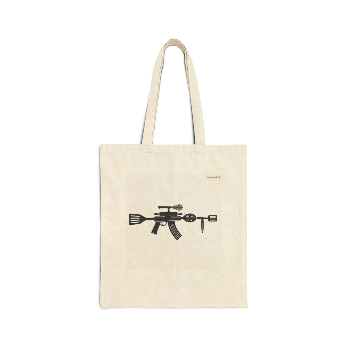 Canvas Tote Bag – Minimalist Rifle Silhouette Cotton Shopper